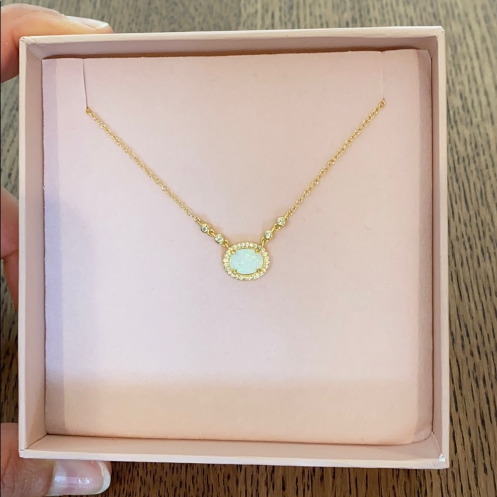 Opal Necklace with crystals in gold plated silver